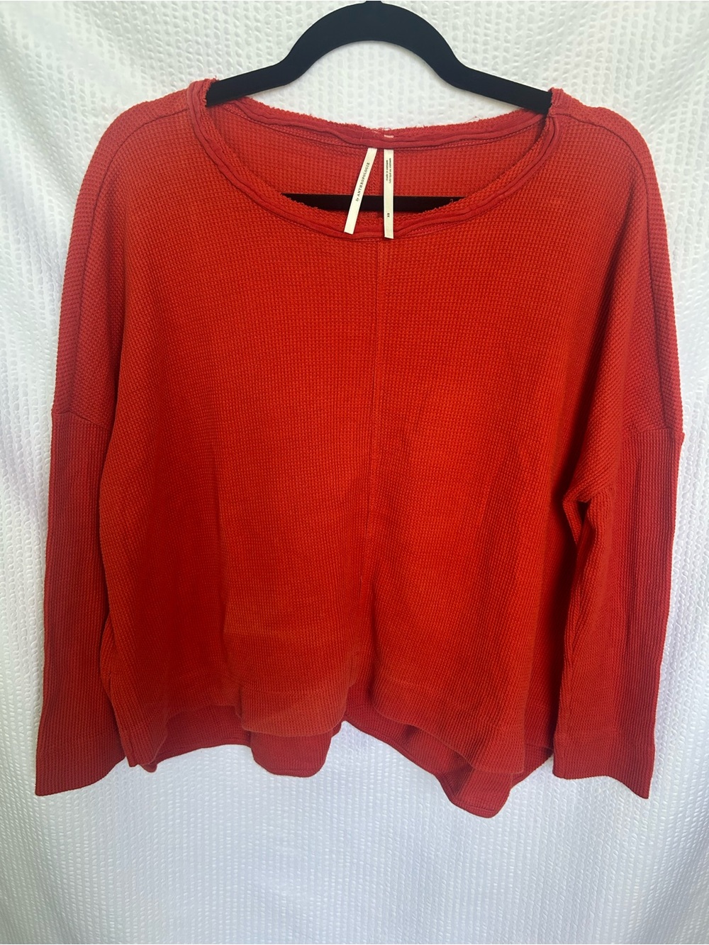 Anthropologie Terracotta Waffle-Knit Oversized Long Sleeve Sweater Size XS